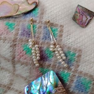 🌙Vintage 14K Gold & Pearl Dangle Earrings